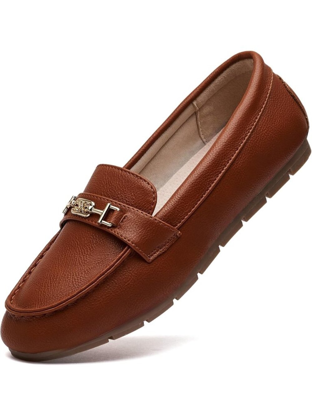 Women's Reddish Brown Comfort Walking Pull On Leisure Slip On Loafer Flat Shoes